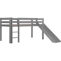 58 aufm Kessel Kinderbett mit Rutsche Karolina 210x218x114 aus Massivholz in grau