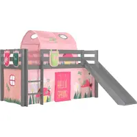 58 aufm Kessel Kinderbett mit Rutsche Karolina Massivholz Grau Textilset Spring 4
