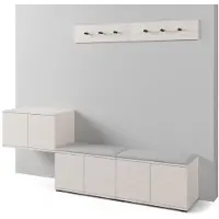 Jerpax Garderoben-Set Napoli version 8 mit Schuhregal und Polsterplatten, Ideal für Flur und Eingangsbereich (Cashmere, Trinity 32)