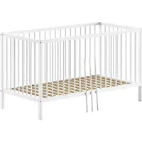 58 aufm Kessel Babybett Kara-lynn 144x76x84 Gitterbett Massivholz Buche Weiß