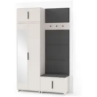 Jerpax Garderoben-Set Napoli Version 4: Kleiderschrank mit Polsterpaneelen, Schuhschrank Flur und Eingangsbereich (Cashmere/Trinity 15)