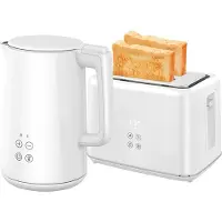 Autolock Wasserkocher Toaster Set mit 1,5L Wasserkocher und 2 Toastscheiben Frühstücksset 2200W Weiß
