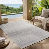 Carpettex Outdoor Teppich wetterfest, Balkon, Terrasse, Garten, Wohnzimmer und Esszimmer, Skandinavisches Boho-Design, Größe: 80 x 250 cm, Farbe: Grau-3