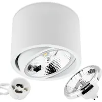 LUMILED Aufbauspot LED Aufbauleuchte Deckenspot Deckenlampe Spot rund weiß + LED-Leuchtmittel ES111 GU10 15W Warmweiß 3000K 230V 24°