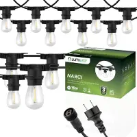 LUMILED Lichterkette Außen 15 Meter mit 15 E27 LED 1W Glühbirne Warmweiß 2700K 230V Birnen für Garten Biergarten Party Hochzeit Dekoration Terrasse verlängerbar mit Strom