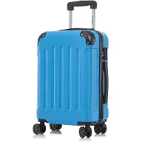 YONSLY Premium Reisekoffer TSA-Schloss,YKK-Reißverschluss Hartschalen-Koffer Trolley Kabinenkoffer Rollkoffer Suitcase Handgepäck (Blau, M)