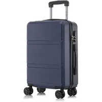YONSLY Koffer Trolley Reisekoffer Suitcase, Rollkoffer Handgepäck ,mit 4 Rollen360°, Hartschalenreisekoffer, Zahlenschloss, Weicher Gummigriff (M,Dunkelblau)