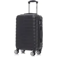 YONSLY Koffer Trolley Reisekoffer Suitcase, Rollkoffer Handgepäck ,mit 4 Rollen360°, Hartschalenreisekoffer, Zahlenschloss, Weicher Gummigriff(M, Schwarz)