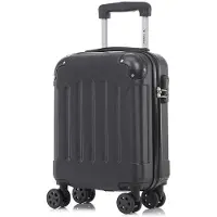 YONSLY Koffer Trolley Reisekoffer Suitcase, Rollkoffer Handgepäck ,mit 4 Rollen360°, Hartschalenreisekoffer, Zahlenschloss, Weicher Gummigriff(S,Schwarz)