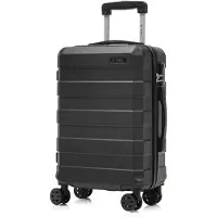 YONSLY Koffer Trolley Reisekoffer Suitcase, Rollkoffer Handgepäck ,mit 4 Rollen360°, Hartschalenreisekoffer, Zahlenschloss, Weicher Gummigriff(XL, Schwarz)
