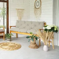 4L Textil Gartenbankauflage Hollywoodschaukel Auflage Bankauflage outdoor Sitzkissen Bank Gartenbank wetterfest (150x50x50 cm Beige) UV-beständig