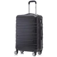 YONSLY Koffer Trolley Reisekoffer Suitcase, Rollkoffer Handgepäck ,mit 4 Rollen360°, Hartschalenreisekoffer, Zahlenschloss, Weicher Gummigriff(XL, Schwarz)