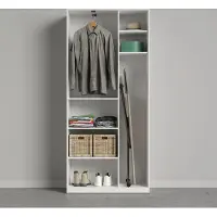 SMARTBett GmbH SMARTBett Schrank Kleiderschrank Aktenschrank 100 cm Weiss/Weiss Glanz