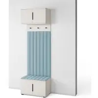 Jerpax Garderoben-Set Napoli Version 15: Schuhschrank mit Polsterpaneelen, Hängeschrank für Flur und Eingangsbereich (Cashmere/Trinity 22)