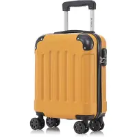 YONSLY Koffer Trolley Reisekoffer Suitcase, Rollkoffer Handgepäck ,mit 4 Rollen360°, Hartschalenreisekoffer, Zahlenschloss, Weicher Gummigriff(S,Orange)