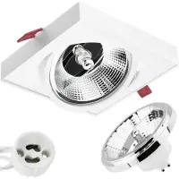 LUMILED Einbaustrahler Einbauleuchte Deckenlampe Spot Deckenstrahler Strahler flach schwenkbar Downlight eckig weiß inkl. LED-Leuchtmittel ES111 GU10 Fassung 24° 15 W Neutralweiß 4000K Aluminium