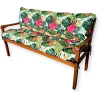 4L Textil Gartenbankauflage Sitzkissen und Rückenkissen Hollywoodschaukel Auflage (100x60x50 cm, Blumen Grün)