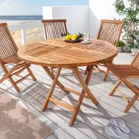 Riess Massiver Gartentisch EMPIRE TEAK 100cm natur Teakholz rund klappbar Outdoor Balkontisch Tisch Terrassentisch