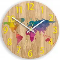 ModernClock LARGE WANDUHR EICHE Weltkarte Ruhig