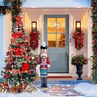 Belfoyer 210cm Schmal Weihnachtsbaum Künstlich, Faltbarer Künstlicher Geschmückter Weihnachtsbaum Set,mit Metallständer,für Zuhause,Geschäfte,Büros