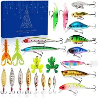 Odsellingaaa 2023 Adventskalender für Angler: 24-Tage-Überraschungsbox mit Angelködern für Herren, Teenager, Väter, Freunde und Großväter - Das ultimative Weihnachtsgeschenk für Angelliebhaber, A-02
