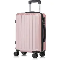 YONSLY Koffer Trolley Reisekoffer Suitcase, Rollkoffer Handgepäck ,mit 4 Rollen360°, Hartschalenreisekoffer, Zahlenschloss, Weicher Gummigriff (L,Roségold)