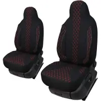 BREMER SITZBEZÜGE Maß Piloten Schonbezüge Sitzbezüge kompatibel mit Wohnmobil Camper Hymer Ducato Fahrer & Beifahrer WPL402 Schonbezug Set in Schwarz/Rote Naht
