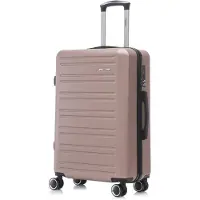 YONSLY Koffer Trolley Reisekoffer Suitcase, Rollkoffer Handgepäck ,mit 4 Rollen 360°, Hartschalenreisekoffer, Zahlenschloss, Weicher Gummigriff (L, Roségold)