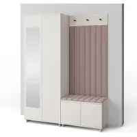 Jerpax Garderoben-Set Napoli Version 13: Kleiderschrank mit Polsterpaneelen, Schuhschrank Flur und Eingangsbereich (Cashmere/Trinity 05)
