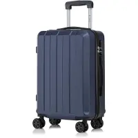 YONSLY Koffer Trolley Reisekoffer Suitcase, Rollkoffer Handgepäck ,mit 4 Rollen360°, Hartschalenreisekoffer, Zahlenschloss, Weicher Gummigriff (L,Dunkelblau)