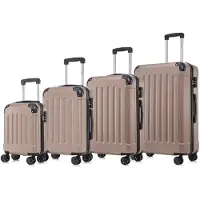 YONSLY Premium Reisekoffer TSA-Schloss,YKK-Reißverschluss Hartschalen-Koffer Kabinenkoffer Rollkoffer Suitcase Handgepäck (Champagner, S-M-L-XL-Set)