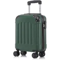 YONSLY Koffer Trolley Reisekoffer Suitcase, Rollkoffer Handgepäck ,mit 4 Rollen360°, Hartschalenreisekoffer, Zahlenschloss, Weicher Gummigriff(S,Dunkelgrün)