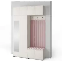 Jerpax Garderoben-Set Napoli Version 11: Kleiderschrank mit Polsterpaneelen, Schuhschrank und Schrankaufsatz Flur und Eingangsbereich (Cashmere/Trinity 19)