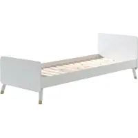 58 aufm Kessel Einzelbett Kamillah 204x95x74 Kinderbett MDF Satin Weiß