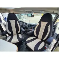 BREMER SITZBEZÜGE Maß Piloten Schonbezüge Sitzbezüge kompatibel mit Wohnmobil Camper Hymer Ducato Fahrer & Beifahrer WPL410 Schonbezug Set in Schwarz/Beige