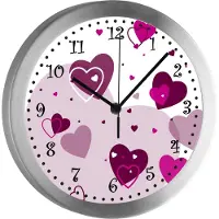 CreaDesign Funkuhr, Kinder Wanduhr, Kinderuhr, Kinderzimmer Herz brombeere