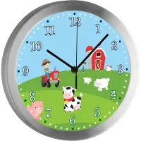 CreaDesign Funkuhr, Kinder Wanduhr, Kinderuhr, Kinderzimmer Bauernhof