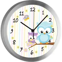 CreaDesign Funkuhr, Kinder Wanduhr, Kinderuhr, Kinderzimmer Eule Frühling