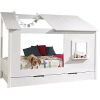 58 aufm Kessel Baumhaus Bett Katerina 214x105x159 Spielbett MDF+Massivholz Weiß