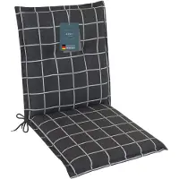 DiscountDeal24 LILENO HOME Gartenstuhl Auflagen als [1er Set - Niedriglehner] in Yacht-Karo Anthrazit - bequeme Liegen als Sitzauflagen für Gartenmöbel - Stuhlkissen für Gartenstühle und Klappstühle