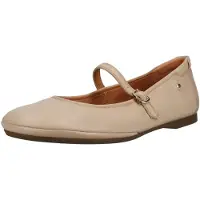 Pikolinos für Damen. W2S-2631CO Carmona Ballerina-Pumps aus beigem Leder (36), Wohnung, Schnalle, Lässig