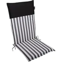 DiscountDeal24 LILENO HOME Gartenstuhl Auflagen als [1er Set - Hochlehner] in Streifen Schwarz - Uni Schwarz - bequeme Liegen als Sitzauflagen für Gartenmöbel - Stuhlkissen für Gartenstühle MALT