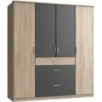 Wimex Möbel Kleiderschrank Click in Eiche Sägerau mit Grafit - Kleiderschrank 179 cm Breite ohne Spiegel