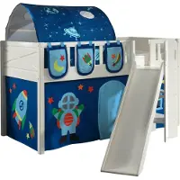 58 aufm Kessel Kinderbett mit Rutsche Karyl Massivholz Weiß Textilset Astro 4