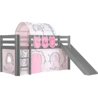 58 aufm Kessel Kinderbett mit Rutsche Karolina Massivholz Grau Textilset Burg 4