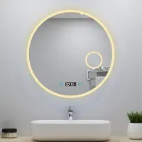 Duschparadies GmbH Badspiegel mit Beleuchtung Uhr 3-Fach Kosmetikspiegel Badezimmer Spiegel 60cm Rund mit Beschlagfrei Kalt/Neutral/Warmweiß Dimmbar Wandspiegel mit Touchschalter