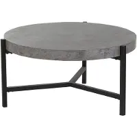 Beliani Couchtisch Grau Schwarz Betonoptik MDF Tischplatte Metallgestell Rund Modern Industriell