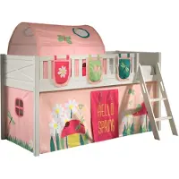 58 aufm Kessel Kinderbett Karyl 208x114x135 Massivholz Weiß Textilset Spring 4