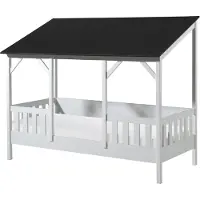 58 aufm Kessel Hausbett Katiya 214x105x174 Massivholz+MDF Weiß/Schwarz