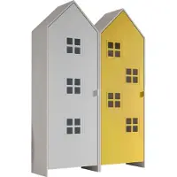 58 aufm Kessel Regalschrank Set Kania 115x37x171 Standregal MDF Weiß /Bunt